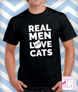 koszulka niespodziewajka meska real man love cats